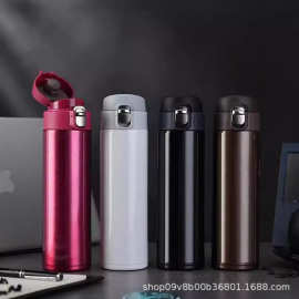 304不锈钢真空弹跳保温杯简约便携双层可做logo可做图片的水杯