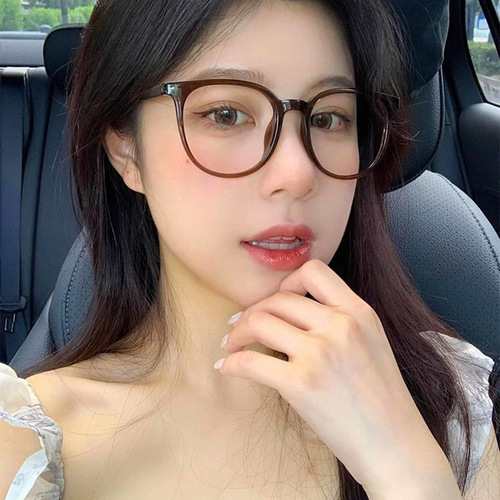 Retro plain women's glasses, women's high-end sense ins anti-radiation and anti-blue light flat glasses can be equipped with myopia glasses