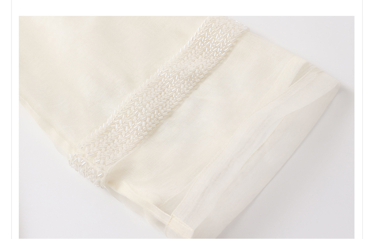 Áo sơ mi nữ phong cách Trung Hoa mới thêu hoa chim, lụa tơ tằm trắng rộng rãi M3074 — Màu trắng chi tiết 25
