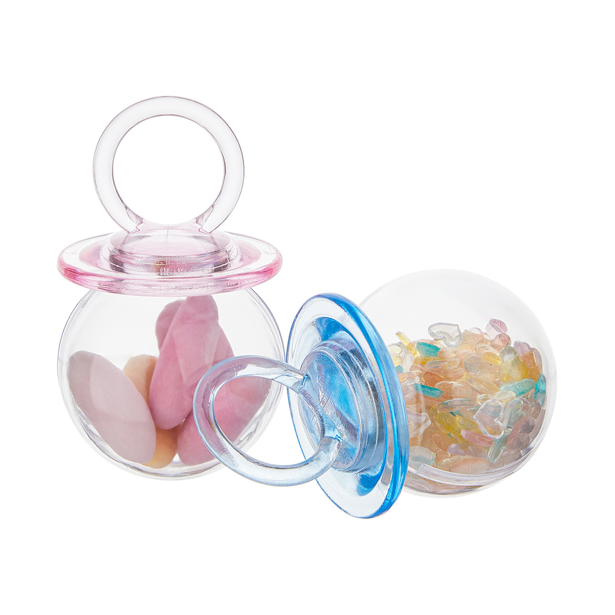 En stock al por mayor de calidad alimentaria PS pezón caja de dulces de plástico transparente bebé un mes de edad regalo creativo caja de dulces