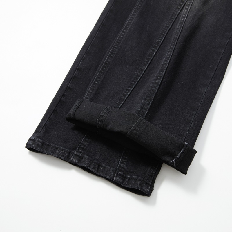 Men's Washed Patchwork Flared Jeans High Street Style New American Exclusive Vibe Denim_viptrois.com