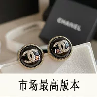 Серьги Xiaoxiang Double C925 из серебра с полным покрытием из бриллиантов, круглые, черные, высококлассные европейские и американские серьги, элегантный стиль для светских львиц.