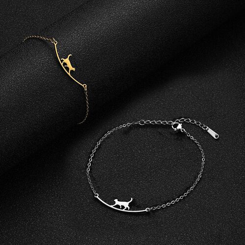 Hot selling cute walking cat women anklet stainless steel jewelry anklet fashion beach accessories wholesale