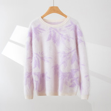 2025年秋冬新款100山羊绒圆领针织衫长袖提花拉绒软糯保暖羊绒衫