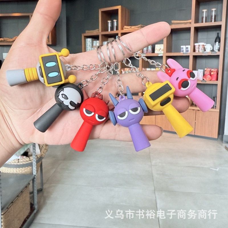 New Cross-Border Rhythm Box Sprunki Keychain Pvc Pendant Music Game Peripheral Bag Charm Gift