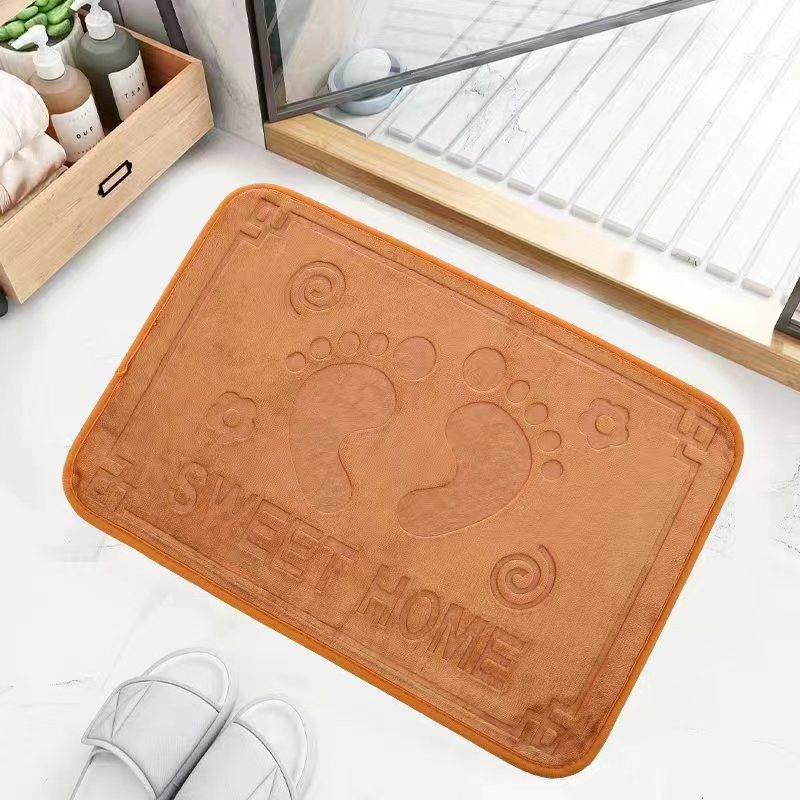 Toalla de suelo antideslizante de lana de coral al por mayor 40*60 casa de familia baño baño alfombra de baño toalla de suelo de comercio exterior absorbente personalizado