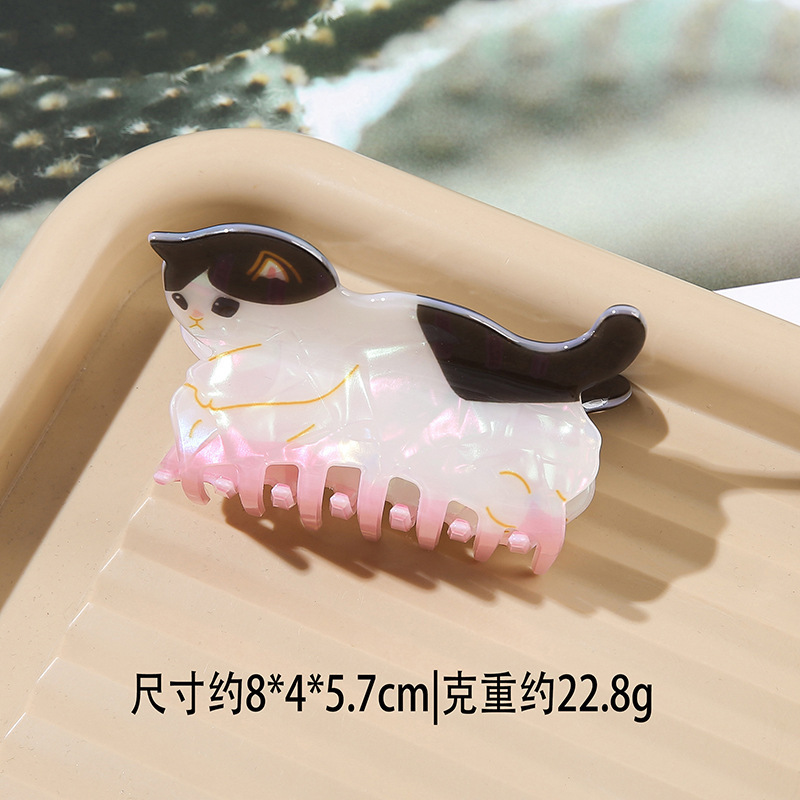 新法式镶钻可爱猫咪抓夹发抓镂空镶钻醋酸发夹少女盘发鲨鱼夹女发|undefined
