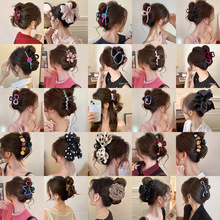 网红发量少盘发显发量发饰高颜值女水钻头饰磨砂中号半扎发鲨鱼夹