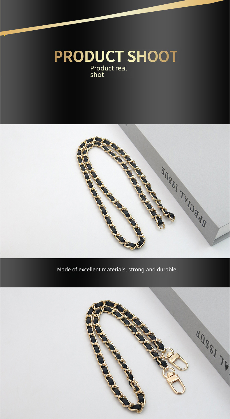 in stock Wearing Leather Bag with Accessories in stock Bag Chain Crossbody Bag Chain Backpack Shoulder Strap Metal Bag Shoulder Strap Customization