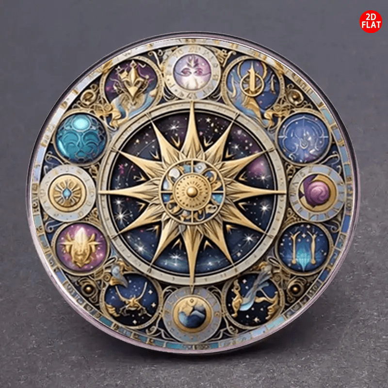 Vintage Sun Moon and Stars Design with Constellation Symbols Celestial Constellation Brooches for Clothing Bag Accessories