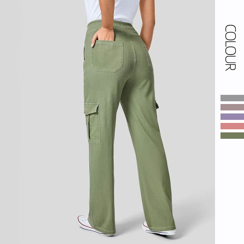 Europa y los Estados Unidos transfronterizos nuevos pantalones denim de color grande para mujeres para aumentar el peso de los bolsillos de los pantalones de trabajo deportivos casuales