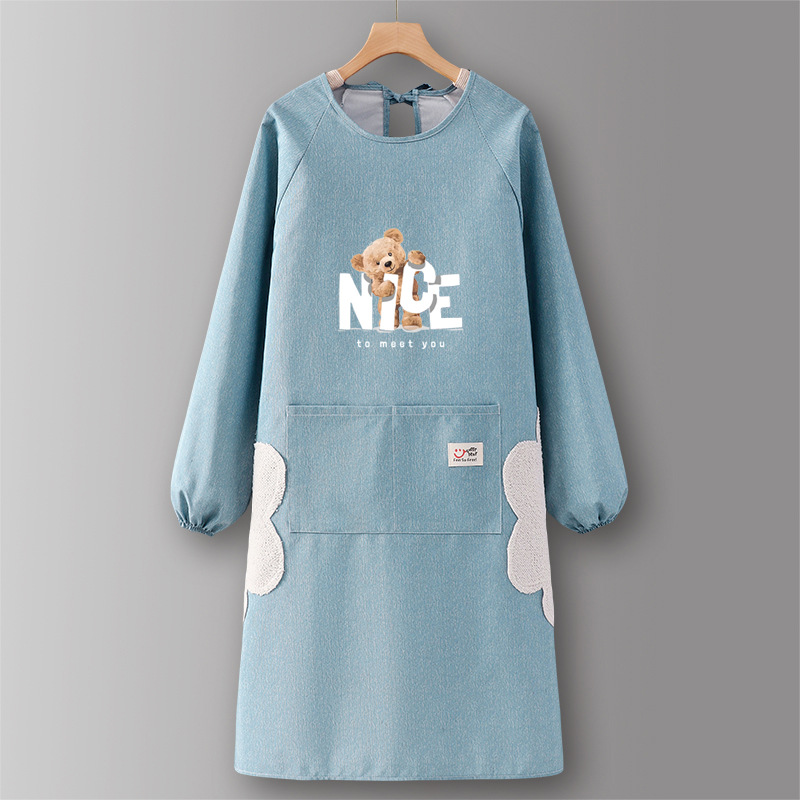 파란색 SJ815NI 곰 순면 긴 소매 손으로 닦을 수 있음