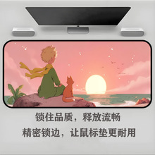 治愈画风系列鼠标垫跨境超大号加厚锁边键盘垫天然橡胶装饰桌垫