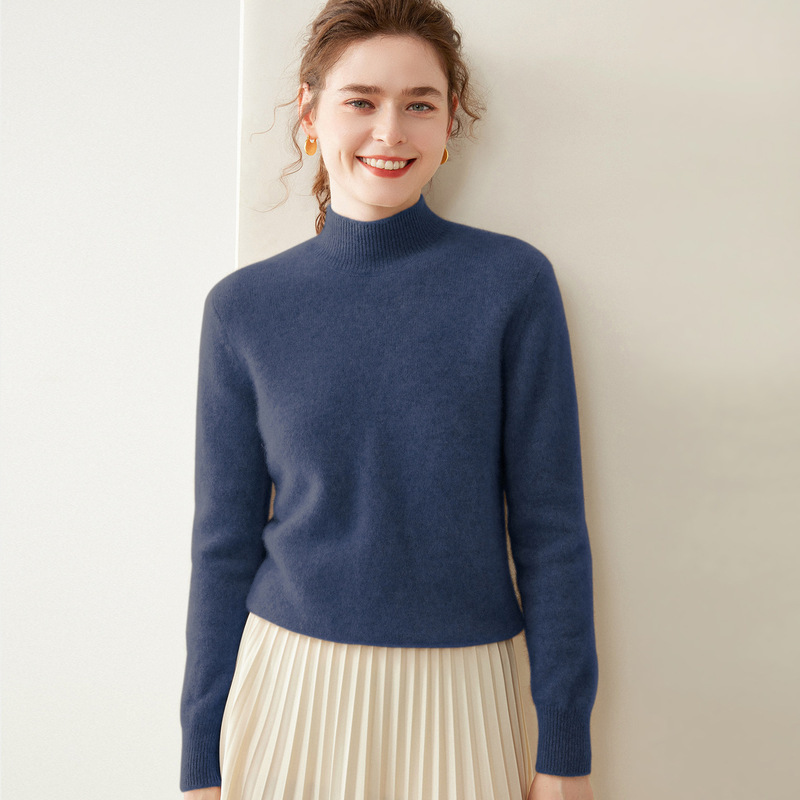 Thickened Half-Turtleneck Cashmere Knit Sweater for Women, Long-Sleeved Pullover, Casual Versatile Solid Color Base Cashmere Top Thickened Half-Turtleneck Cashmere Knit Sweater for Women, Long-Sleeved Pullover, Casual Versatile Solid Color Base Cashmere Top