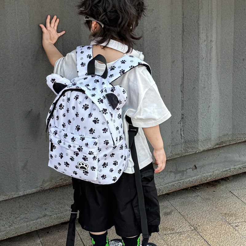 Kindergarten escuela primaria mochila escolar dibujos animados pies lindos niños y niñas mochila moda leopardo estampado niños mochila marea