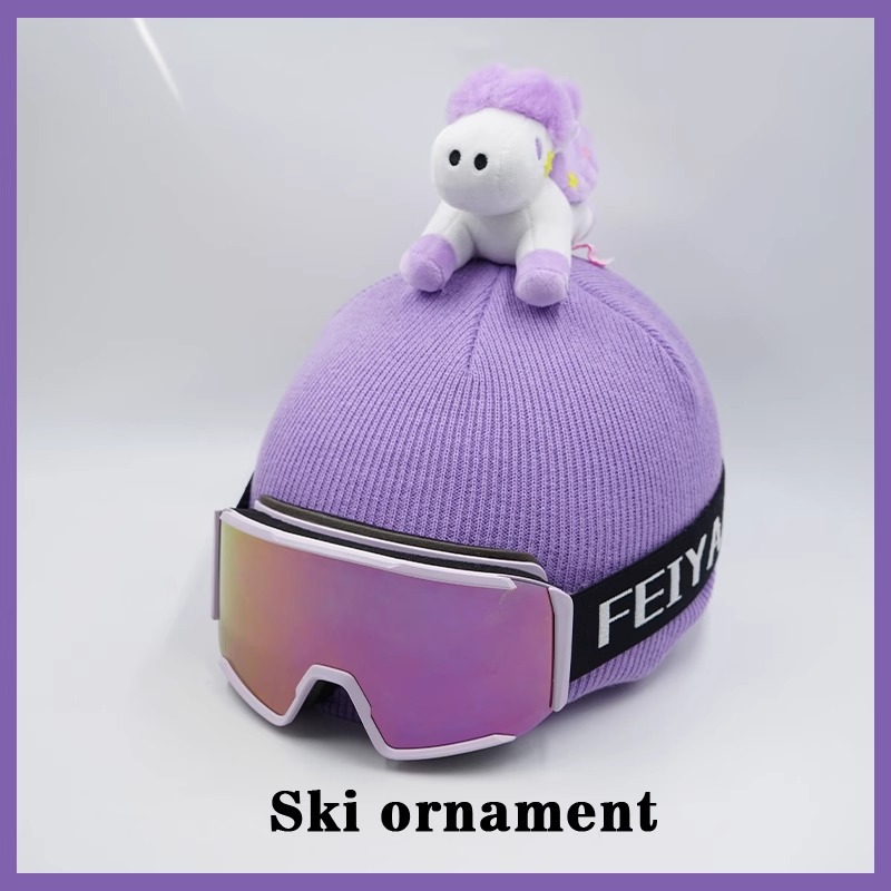 Cartoon Purple Unicorn Ski Hat with Helmet Cover Plush
