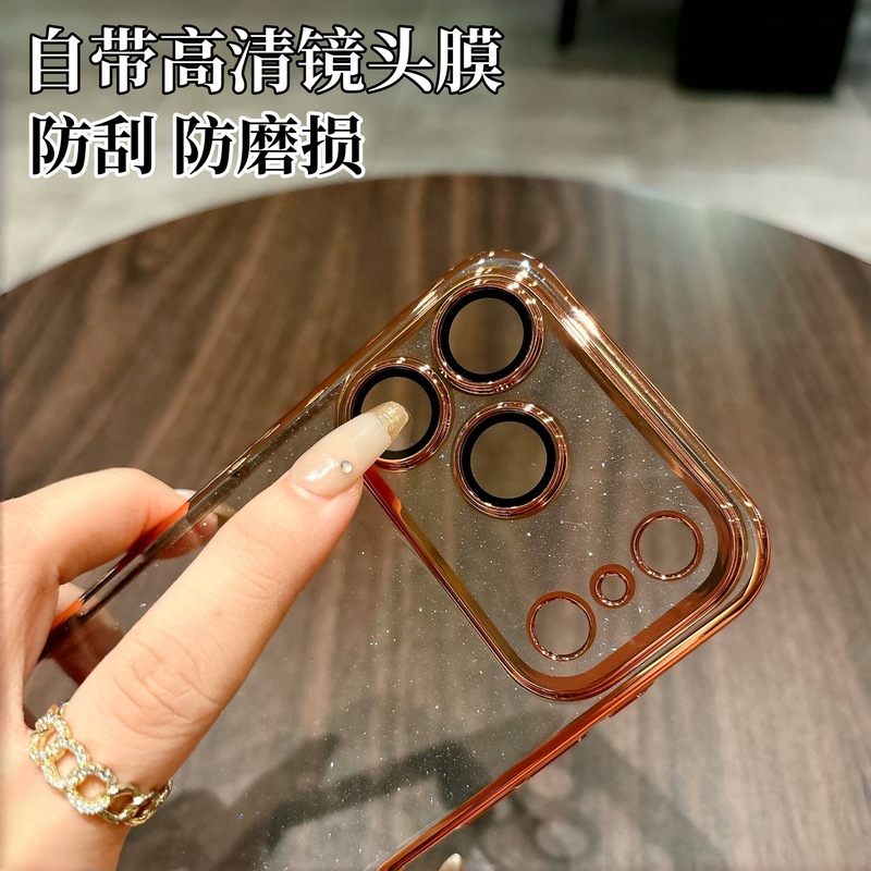 适用iPhone17PROMAX电镀星空闪粉手机壳苹果16带镜头膜硬保护套15|undefined