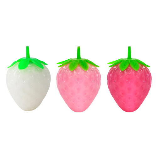 New light color-changing strawberry pinch music to vent decompression flour ball TPR simulation fruit pinch music wholesale