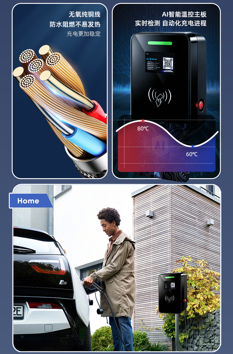 Cross-Border Export of New Energy Electric Vehicle Charging Stations Manufacturer 7Kw Ac 32A Fast Charging Tesla Charging Gun
