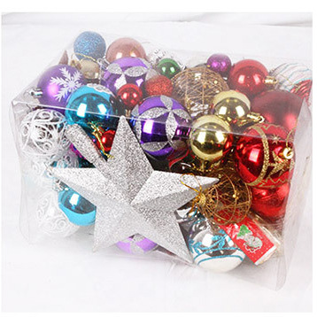 Navidad transfronteriza 60 - 70 bolas de decoración de barril de plástico brillante mate Navidad bolas de color árbol de Navidad colgante aleatorio