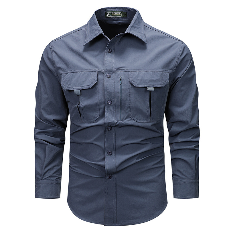 Outdoor Tactical Shirt Men's Spring and Autumn New Elastic Quick-drying Wear-resistant Military Style Training Hiking Climbing Frock Shirt Outdoor Tactical Shirt Men's Spring and Autumn New Elastic Quick-drying Wear-resistant Military Style Training Hiking Climbing Frock Shirt