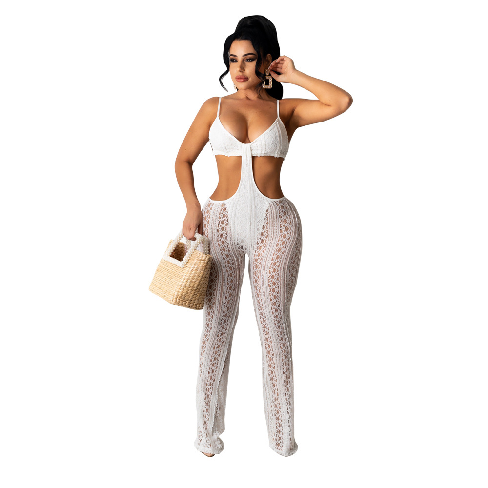 Lace Tube Top Suspender Jumpsuit NSTRS94581