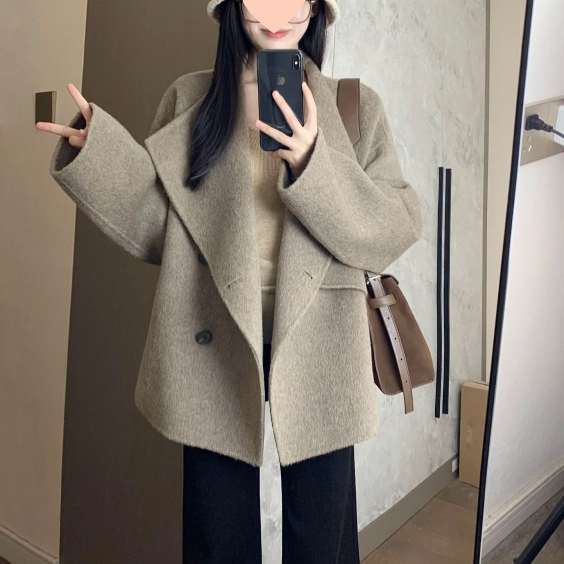 Korean-Style Woolen Coat for Women 2025 New Model, Loose Woolen Jacket for Petite Figures, Elegant Autumn and Winter Style, Lazy Style