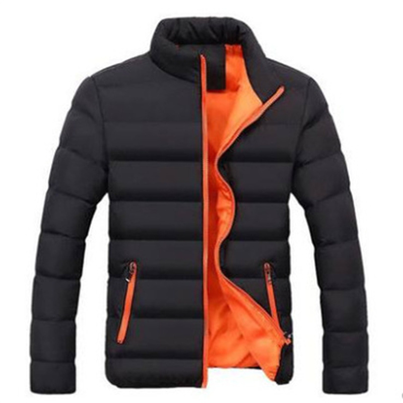 2023 Winter New Men's Cotton Padded Jacket Men's Thickened Solid Color Stand-Up Collar Zipper Cotton-Padded Jacket Coats_voghion.com