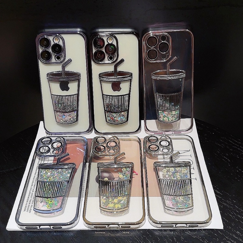 Tazza per sabbie mobili elettrolitica adatta per telefono iPhone 15 ProMax Custodia protettiva glitter creativa Apple 14 13/12_voghion.com