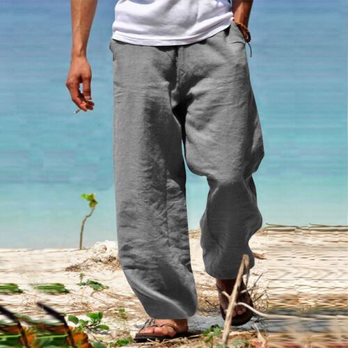 European and American Style Summer Men's Hip-Hop Breathable Cotton Linen Loose Casual Sports Beach Air-Conditioned Slimming Pants