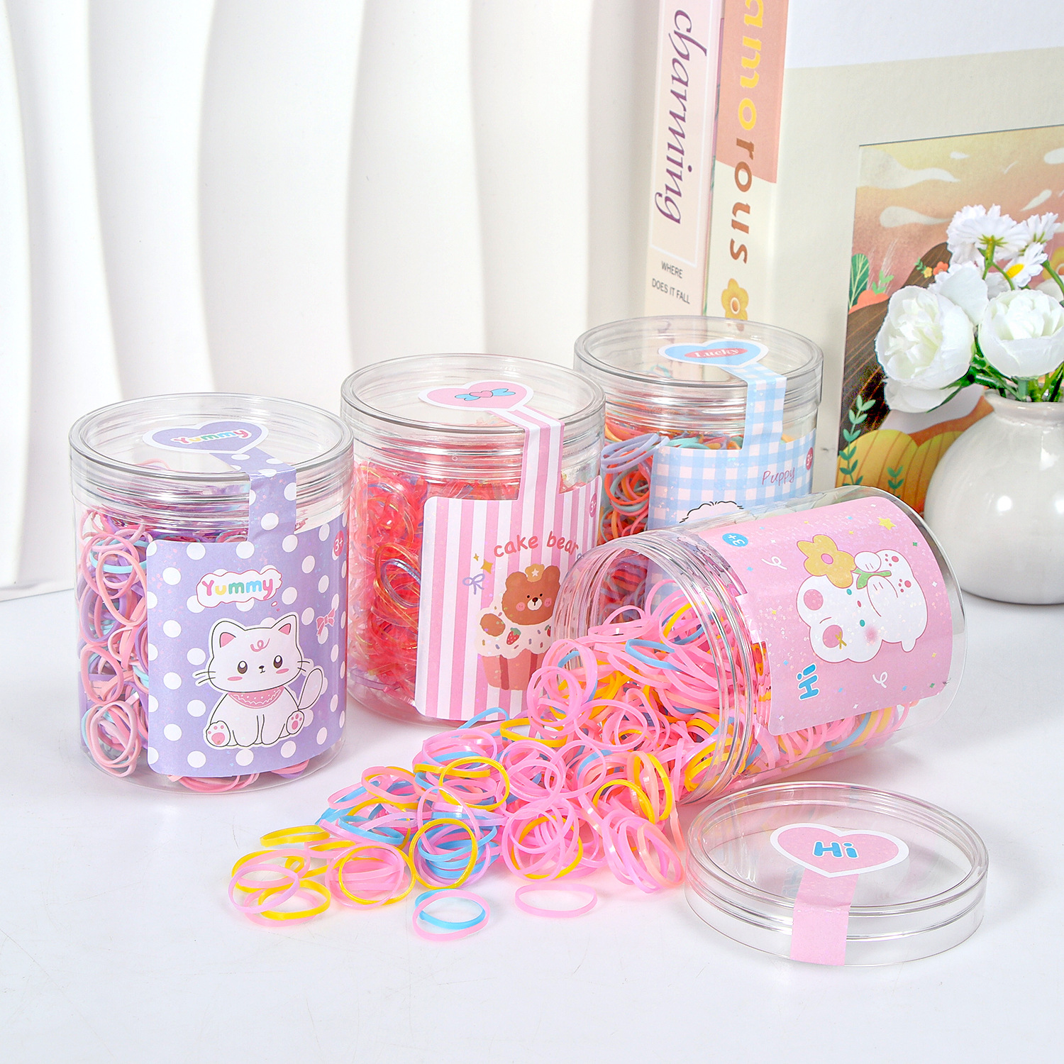 Banda de goma negra para niños, alto valor elástico, duradero, lazo para el cabello, no daña el cabello, anillo para el cabello de goma, accesorios para la cuerda para la cabeza, puesto