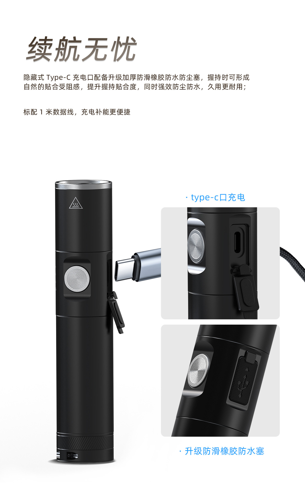 Wanxingtu Strong Light Flashlight, Drop-Resistant, Magnetic, Ultra-Long Battery Life, Outdoor Lighting, Ultra-Bright, Zoomable, Emergency Portable Light