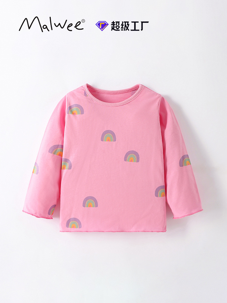 Malwee chaqueta infantil otoño y invierno nuevo estilo europeo y americano para niños de mediana edad, camiseta de cuello redondo para niñas lindas camisetas de niñas