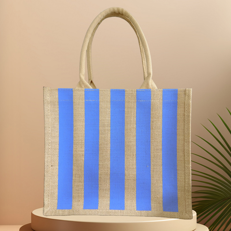 Bolsa de yute personalizada para almacenamiento, bolsa de compras simple de gran capacidad, bolsa de compras plegable ecológica.