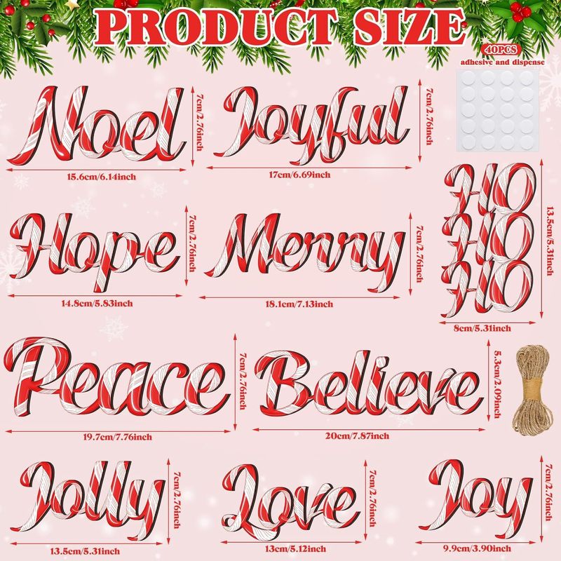 クロスボーダー新しいクリスマスツリー木製キャンディデコレーション赤と白のBelieveJoy文字中空木製吊り下げ装飾|undefined