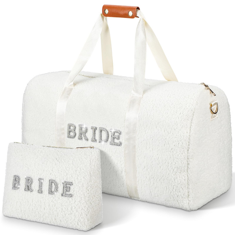 Customized Ladies Weekend Bag 2-Piece Bridal Travel Bag Wedding Souvenir Shoulder Bag Fashion Pearl Letters