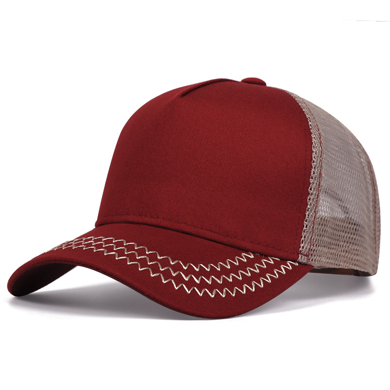 Unisex Basic solid color light plate breathable baseball cap Summer sunnet hat five piece hat Trucker hat_voghion.com