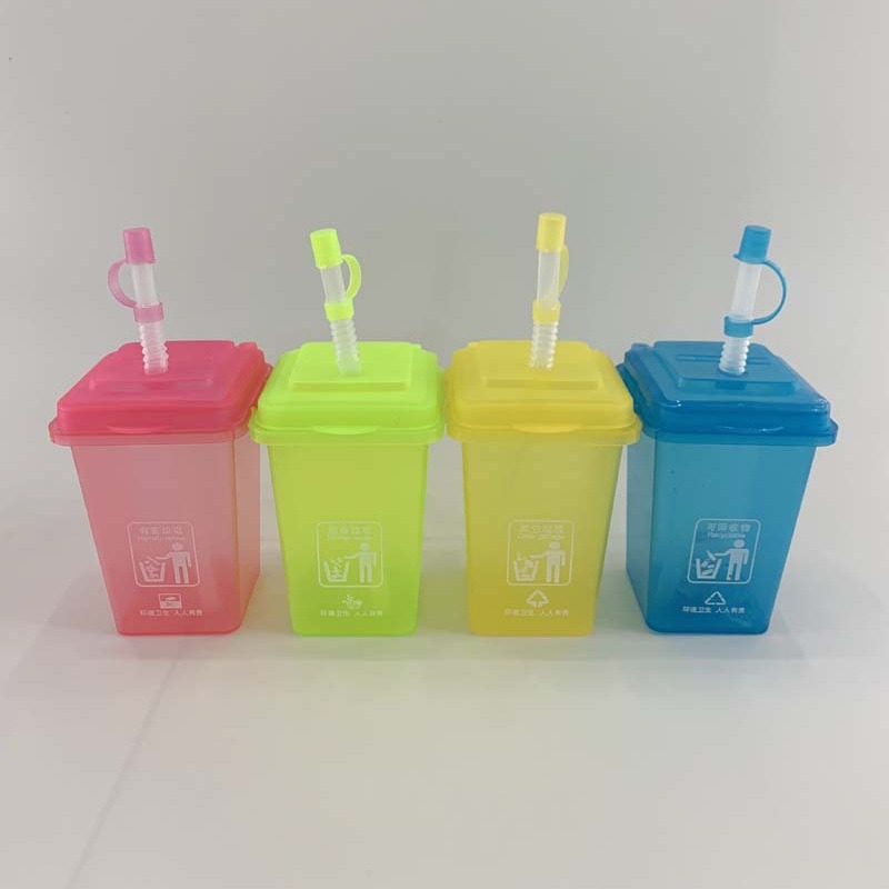 Tienda de bebidas tienda de té de leche en línea basura taza de bebida taza de paja desechable con lámpara botella de bebida de basura logotipo imprimible