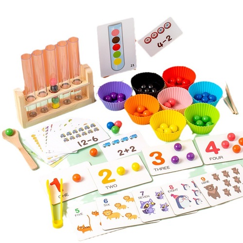 Children's Montessori addition and subtraction mathematics teaching aids digital cognition matching puzzle concentration beads clip educational toys
