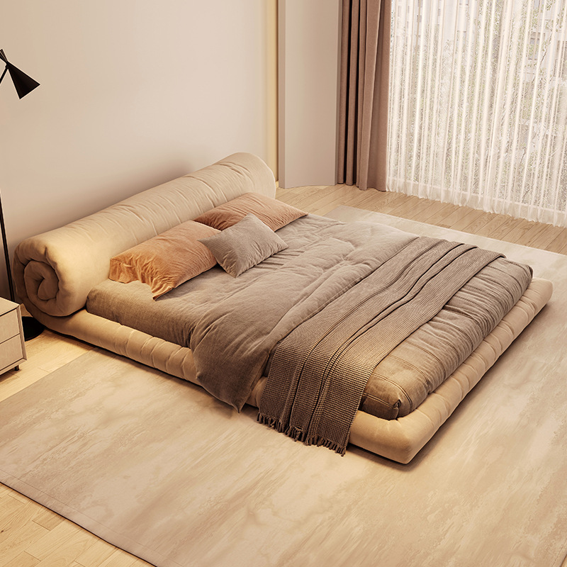 Cama de tela italiana minimalista con tecnología de envoltura, cama doble con estilo de crema, cama de cama principal moderna y simple, cama de boda con estilo de aire tranquilo. image 4