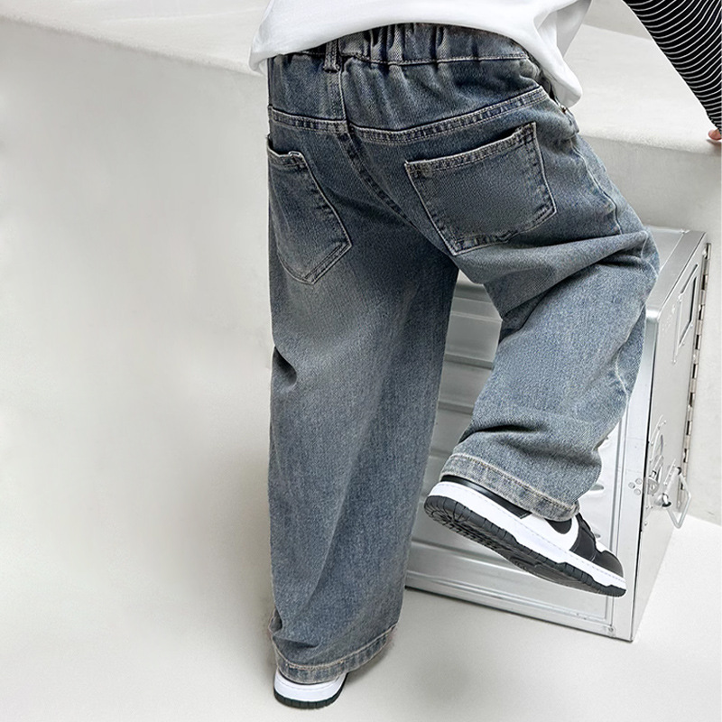 Retro-Jeans mit weitem Bein für Jungen, Jeans für Frühling und Herbst, stylische Kleidung für ältere Kinder_voghion.com