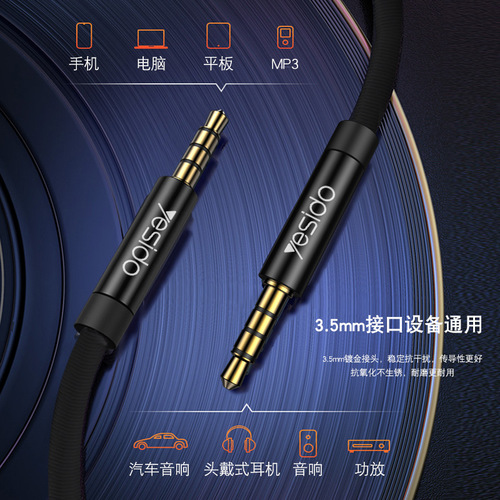 yesido 3.5mm male-to-male AUX audio cable for car phone speaker headset audio cable dropshipping