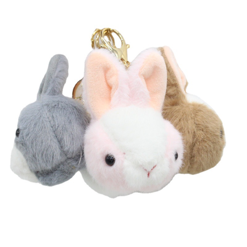 新款长毛兔头公仔钥匙扣包包挂件衣服装饰兔兔娃娃广告促销礼品