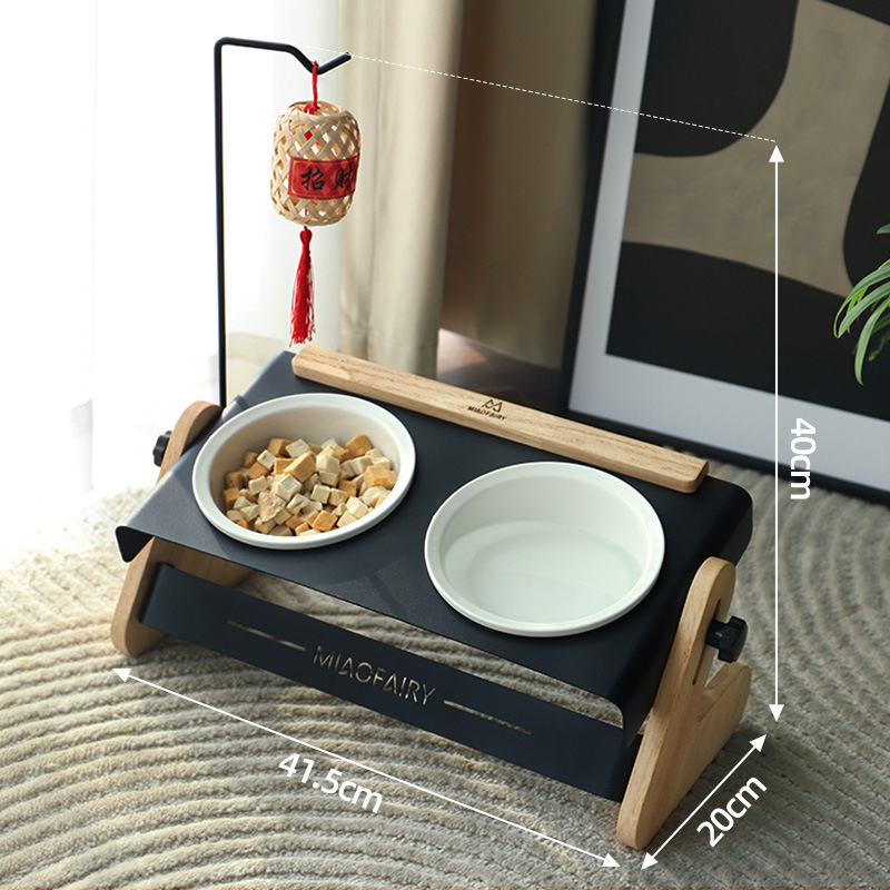 Perro portátil al aire libre acampando gatos retro cerámica alta pie doble tazón tazón para perros tazón para gatos pequeños perros artículos de tazón para mascotas