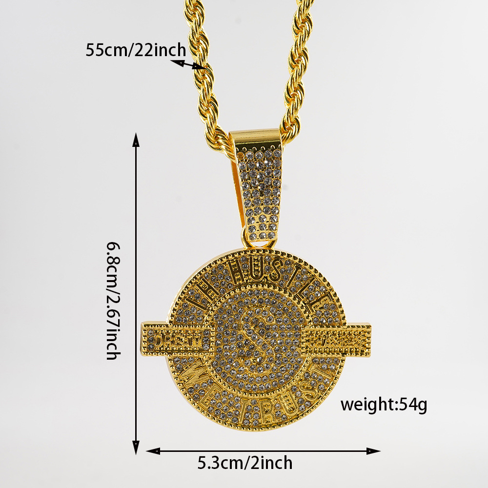 Collar de colgante para hombres europeos y estadounidenses estilo hip-hop popular cubano lleno de diamantes letras de aleación colgante joyería al por mayor