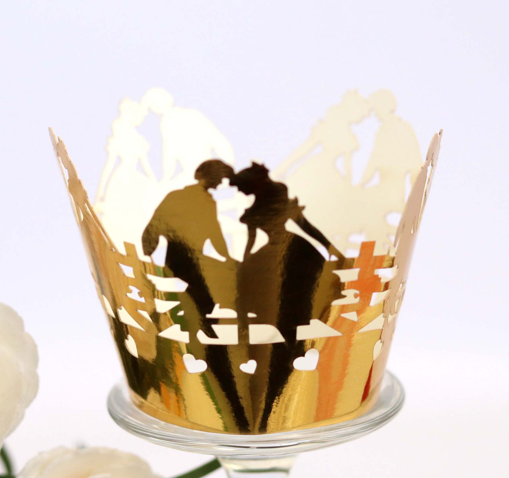 跨境 结婚蛋糕镂空纸围边 反光金色烘焙装饰用品 多色纸托 批发