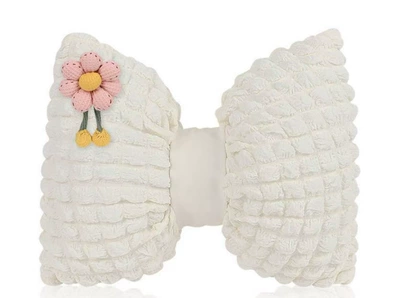 Summer Breathable Car Neck: Headrest - puff-plaid-waistrest-beige-patch-jumper-flower-pink