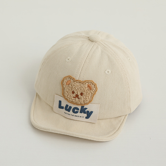 Bebé enarboló el otoño y el invierno bebé suave gorra de béisbol lindo oso de dibujos animados niños y niñas sombrero de pana