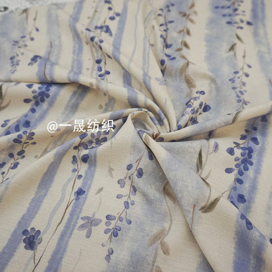 Net red explosions new Chinese stretch slub printed fabric cheongsam Hanfu dress clothing fabric wholesale