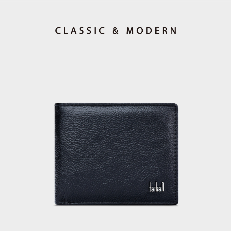 Source Factory In-Stock First-Layer Cowhide Business Gift Hot-Selling Men's Genuine Leather Wallet